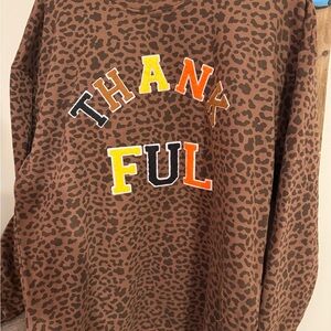 Thankful Leopard Print Sweatshirt